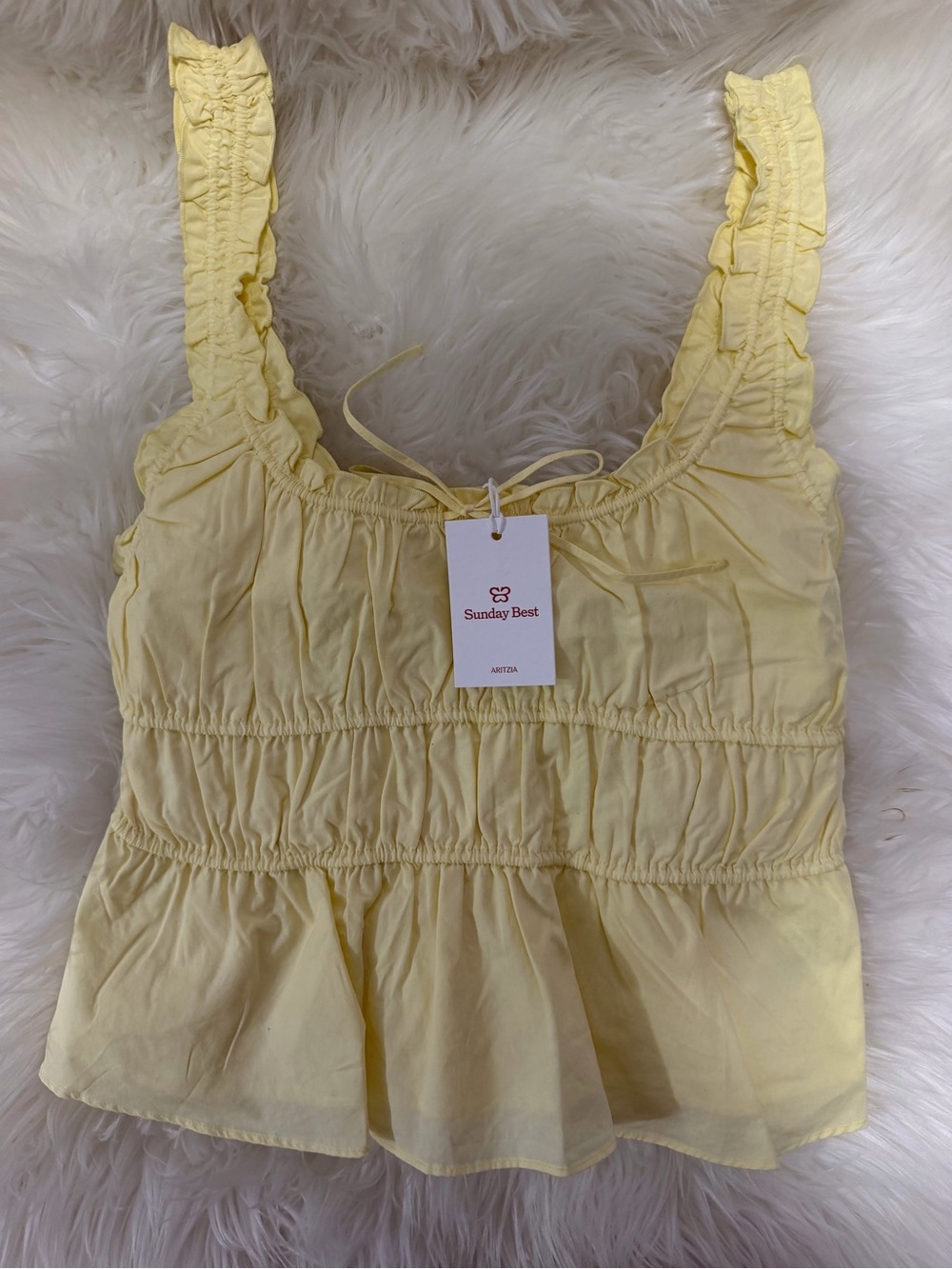 Aritzia Sunday Best Yellow Ruffled Tank Top